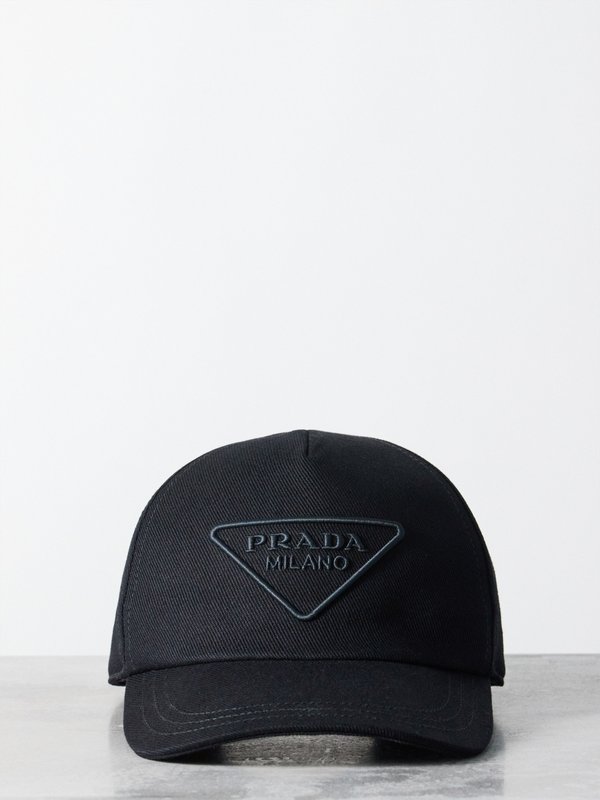 Prada Triangle logo-embroidered denim cap