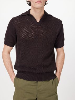 Oliver Spencer Penhale waffle-knit organic-cotton polo shirt