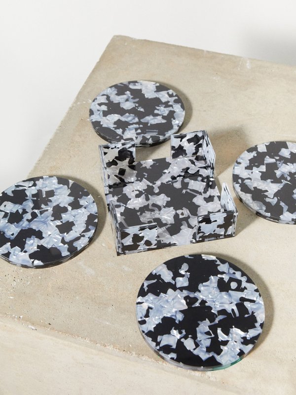 Edie Parker Set of four Granite marbled-acrylic coasters