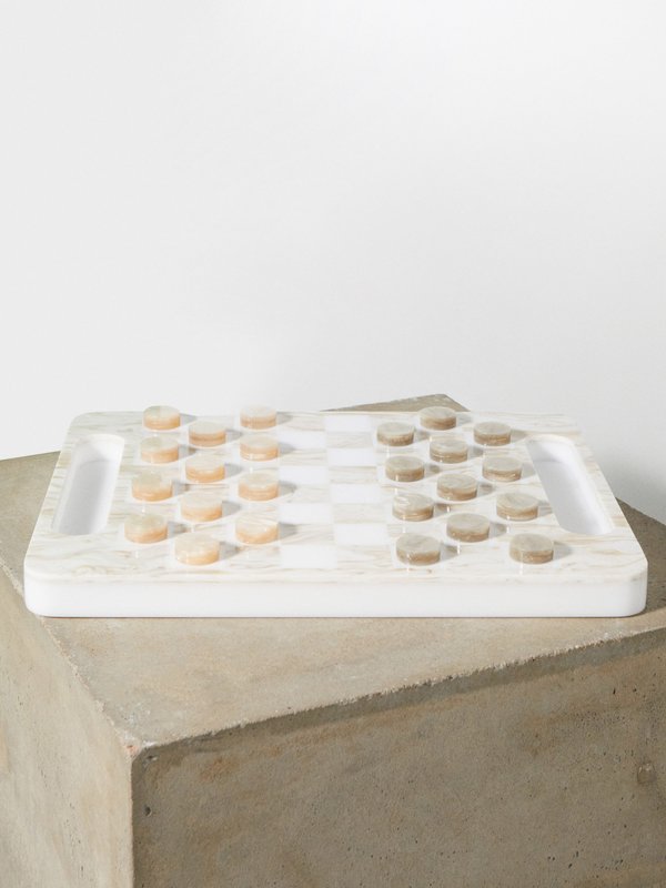 Edie Parker Marbled-acrylic draughts set