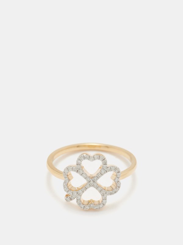 Yvonne Léon Four-leaf Clover diamond & 18kt gold ring