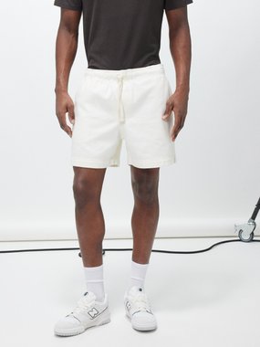 FRAME Drawstring-waist cotton-twill shorts