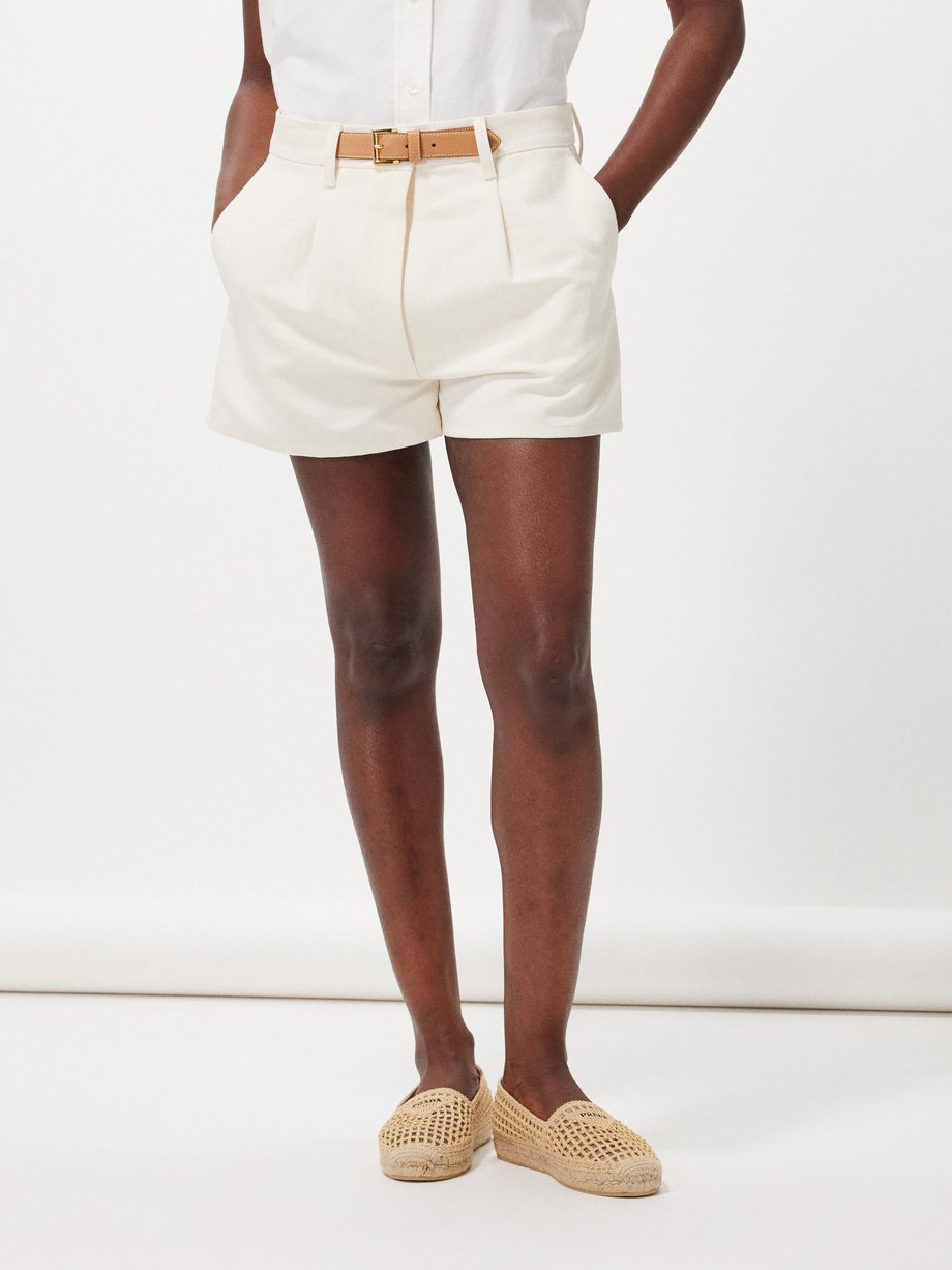 Prada Belted cotton-blend shorts