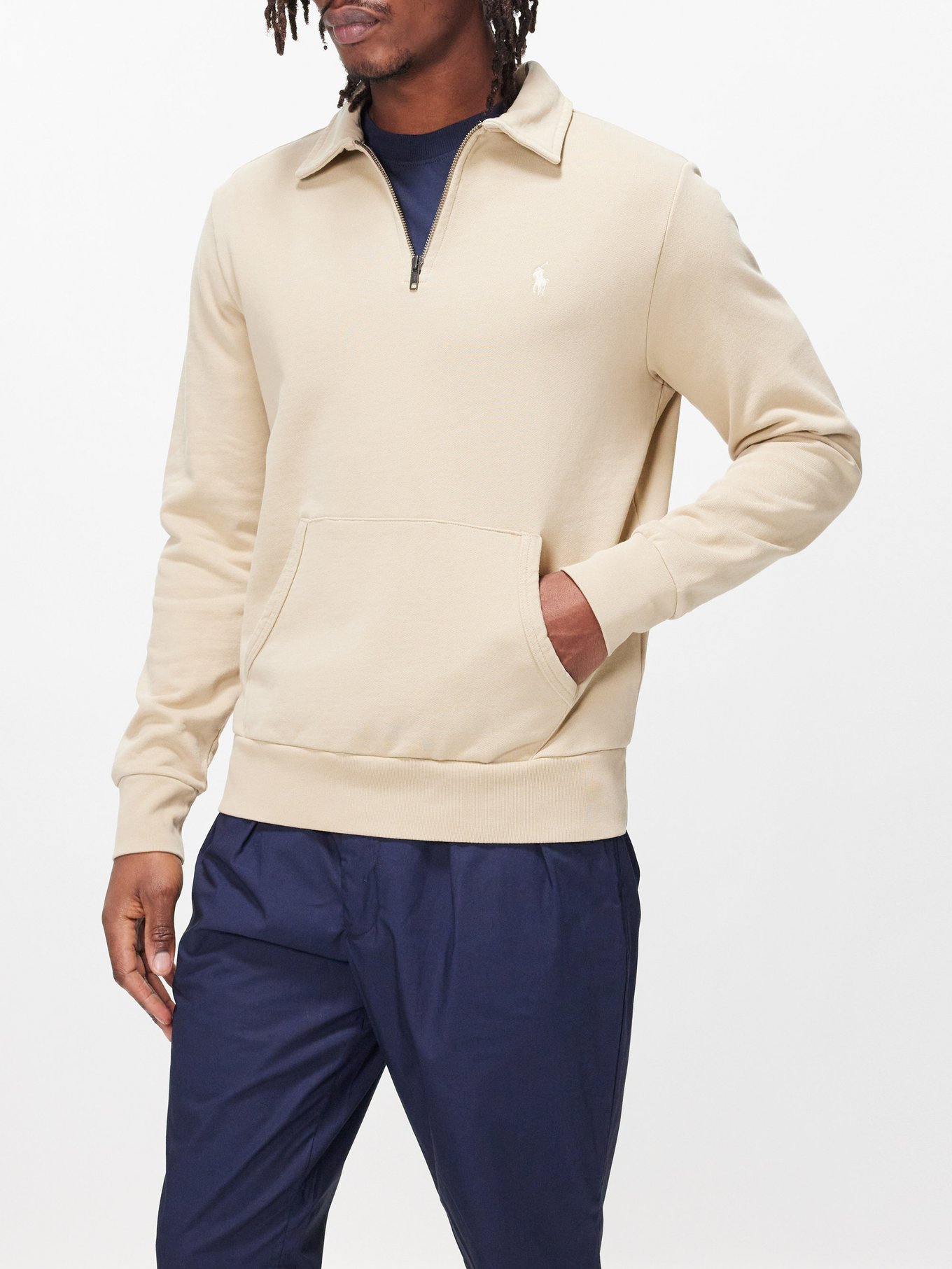 POLO RALPH LAUREN Logo-Embroidered Cotton-Blend Jersey Zip-Up Hoodie for  Men