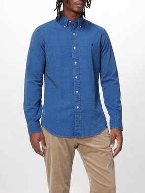 Polo Ralph Lauren Logo-embroidered cotton-seersucker shirt