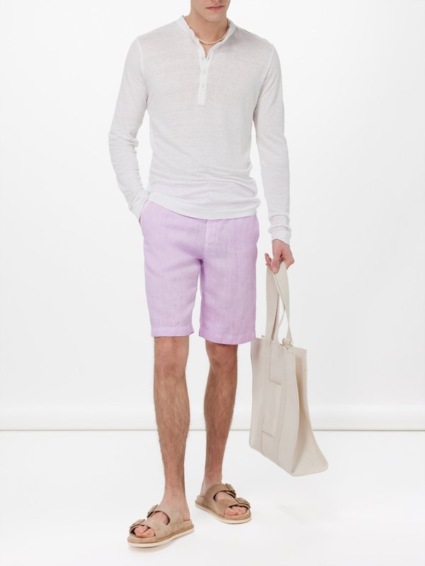 120% Lino Flat-front linen Bermuda shorts