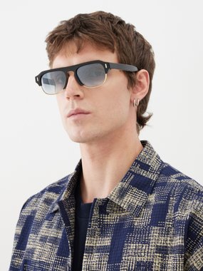 Cutler And Gross 1353 D-frame acetate and metal sunglasses