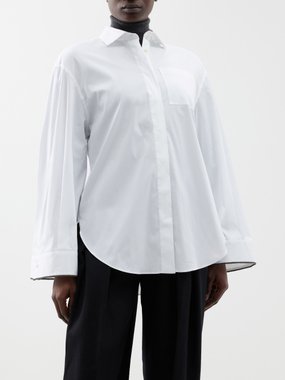 Brunello Cucinelli Monili-trim cotton-blend shirt