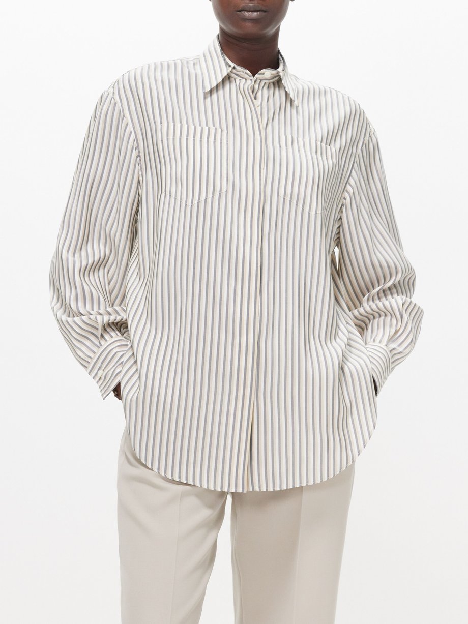 Brunello Cucinelli Striped silk blouse