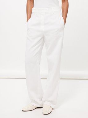 Brunello Cucinelli Flat front cotton-twill trousers