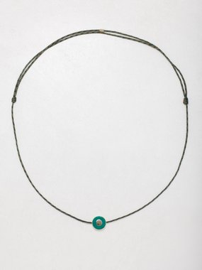 Luis Morais Enamel & 14kt gold cord necklace