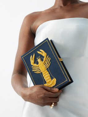 Olympia Le-Tan Lobster-embroidered book clutch bag