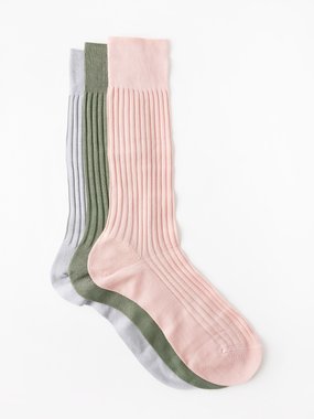 Pantherella Pack of five Danvers ribbed cotton-blend socks