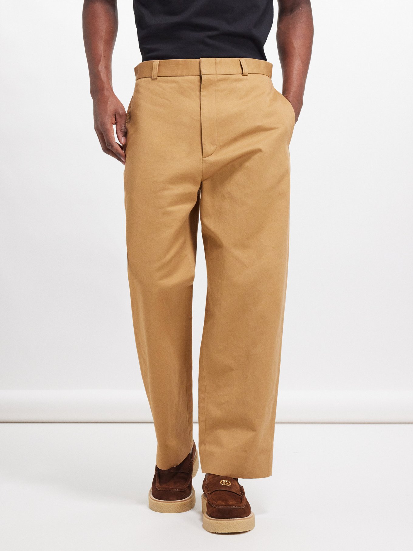 GUCCI☆素敵！WEB STRIPE Tan Cotton CHINO Pants