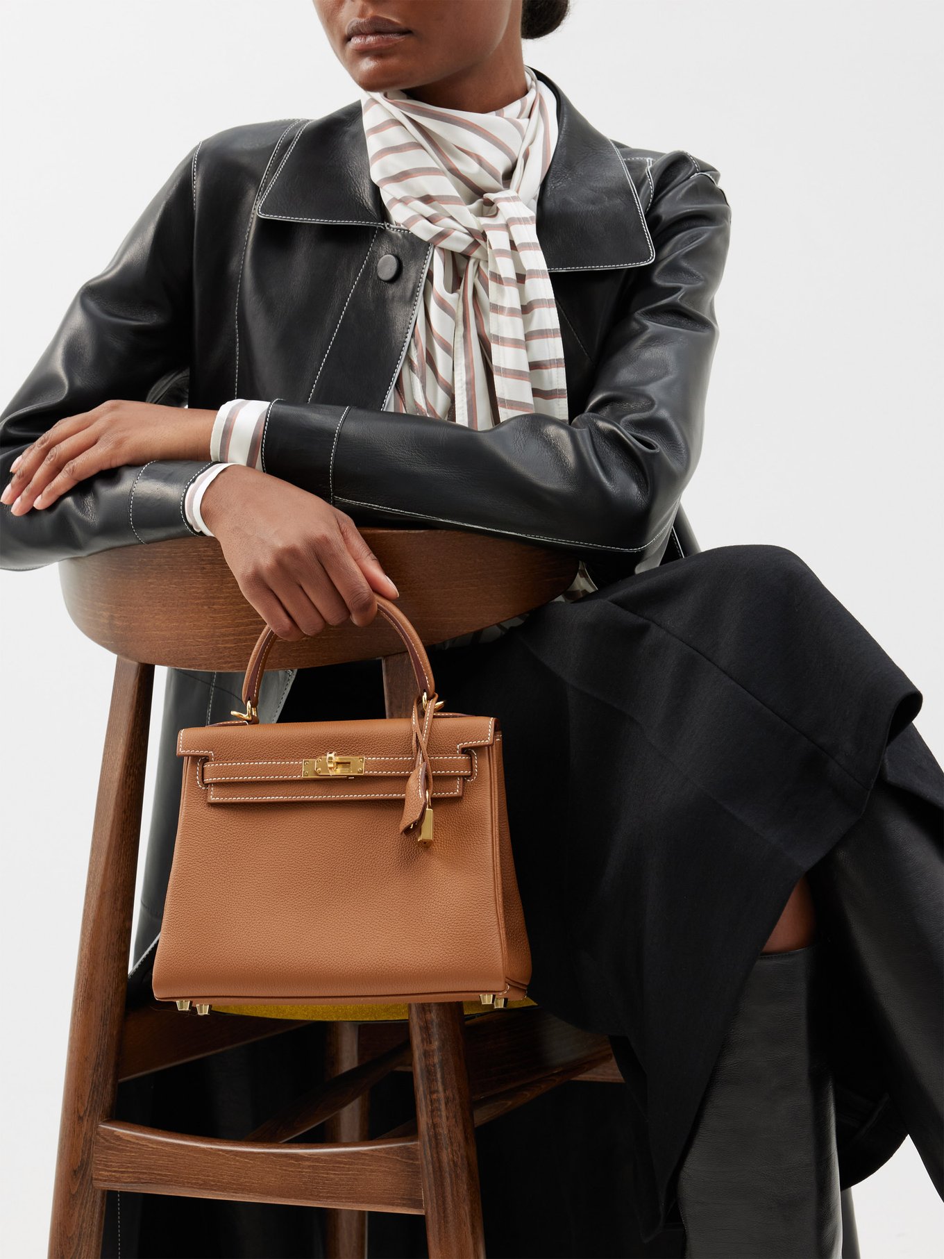 Brown Hermès Kelly Retourne 25cm handbag