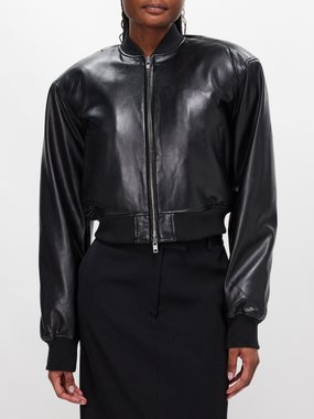 The Frankie Shop Micky faux-leather cropped bomber jacket