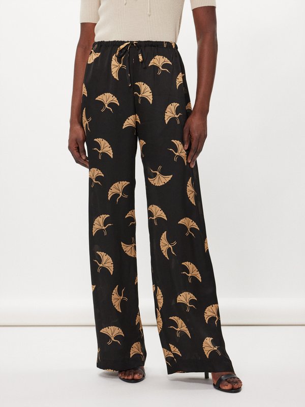 Dries Van Noten (Dries Van Noten ) Puvis crane-print silk-crepe trousers
