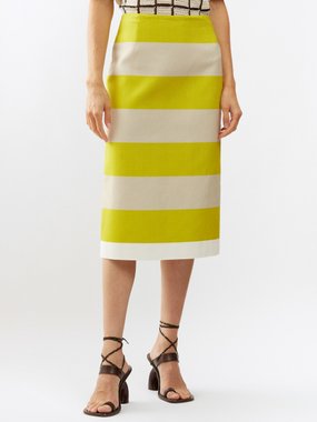 Dries Van Noten Striped cotton-twill pencil skirt