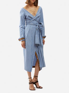Dries Van Noten Dolada striped cotton-poplin shirt dress