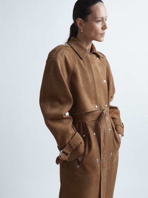Raey Suede maxi trench coat