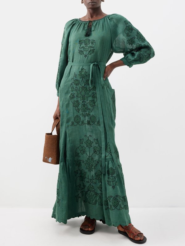 Vita Kin Cairo floral-embroidered linen dress