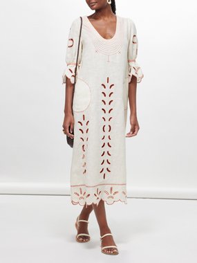 Vita Kin Nicholas floral-embroidered linen dress