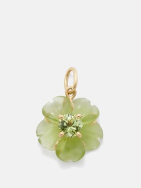 Irene Neuwirth Tropical Flower peridot, tourmaline & gold charm