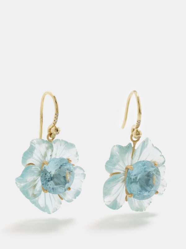 Irene Neuwirth Tropical Flower diamond & aquamarine earrings