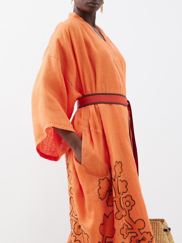 Vita Kin Mitsuko floral-embroidered linen dress