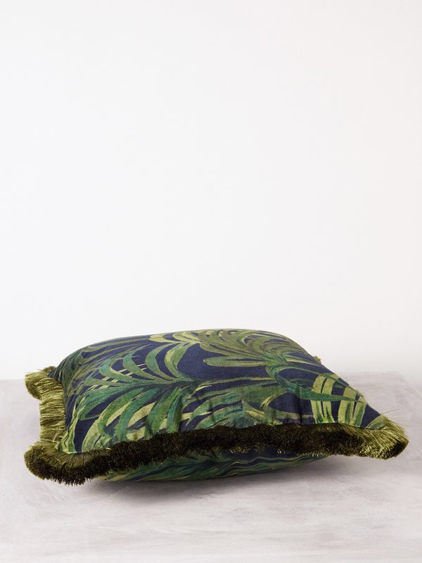 House Of Hackney (House of Hackney) Palmeral medium fringed cotton-velvet cushion