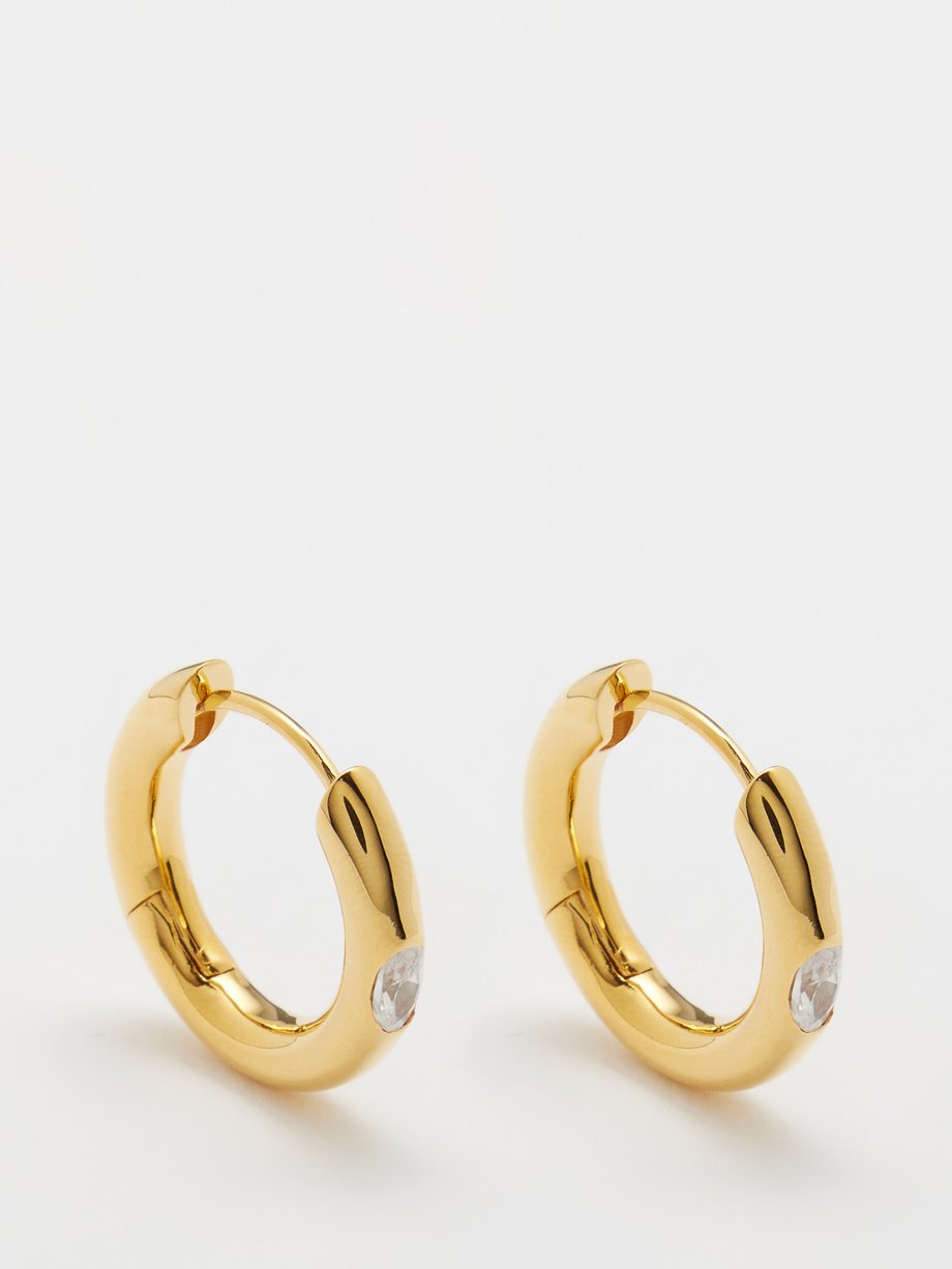 Anissa Kermiche Heartbreaker crystal & gold-plated hoop earrings
