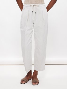 Brunello Cucinelli Pleated cotton-blend gabardine trousers