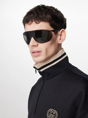 Gucci Eyewear Gucci Horsebit shield acetate sunglasses