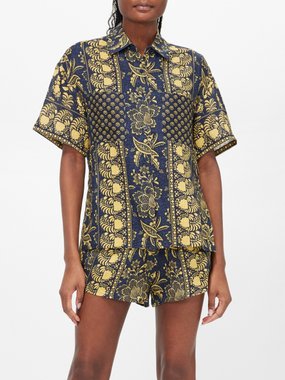 Boteh Florimonde-print linen shirt