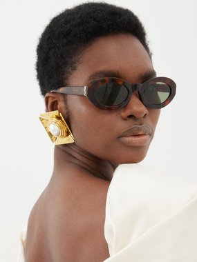 Saint Laurent Eyewear Saint Laurent Oval tortoiseshell-acetate sunglasses