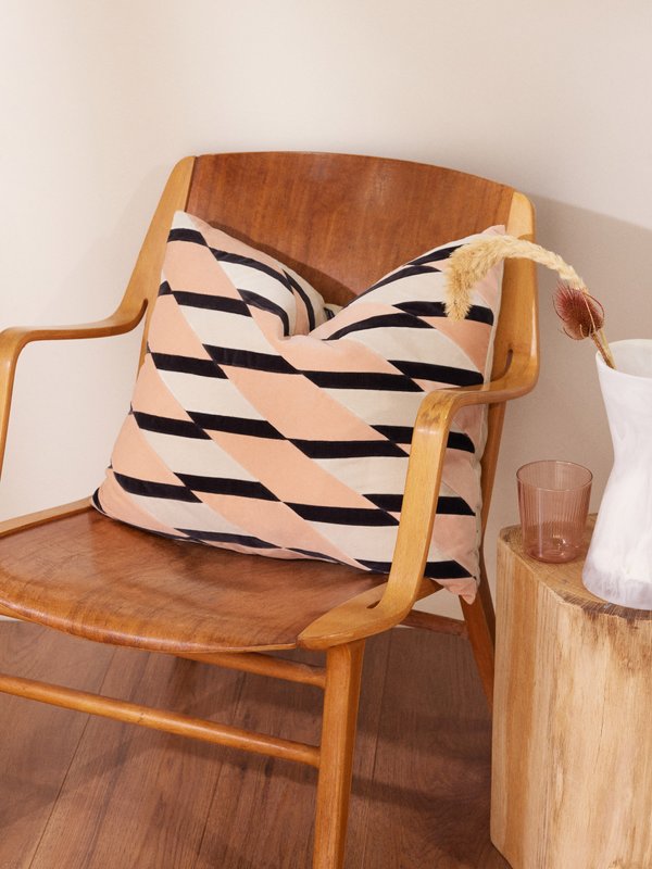Christina Lundsteen Layla striped cotton-velvet cushion