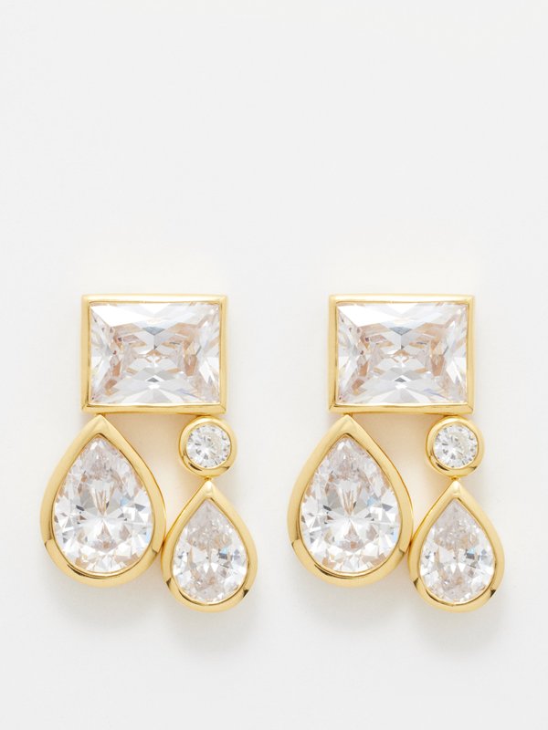 Completedworks Shape cubic zirconia & 18kt gold-vermeil earrings
