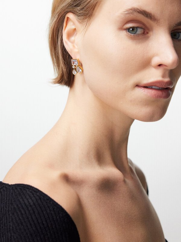 Completedworks Shape cubic zirconia & 18kt gold-vermeil earrings