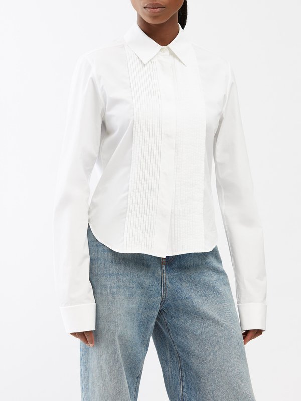 LOEWE Pintuck pleated cotton-poplin shirt