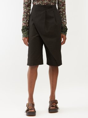 LOEWE Wrap-front cotton-twill shorts