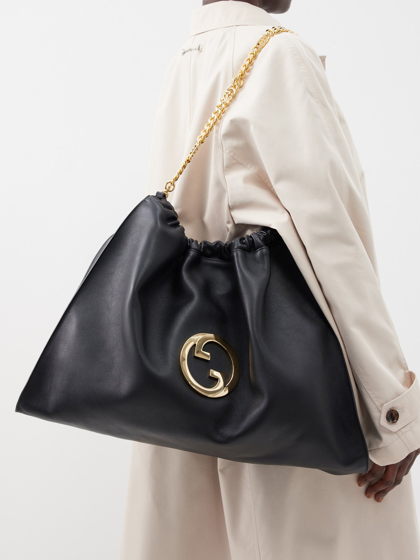 Black Blondie leather shoulder bag, Gucci