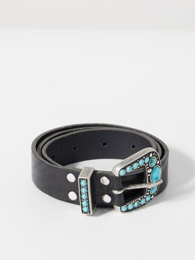 Fortela Thelma turquoise-embellished leather belt