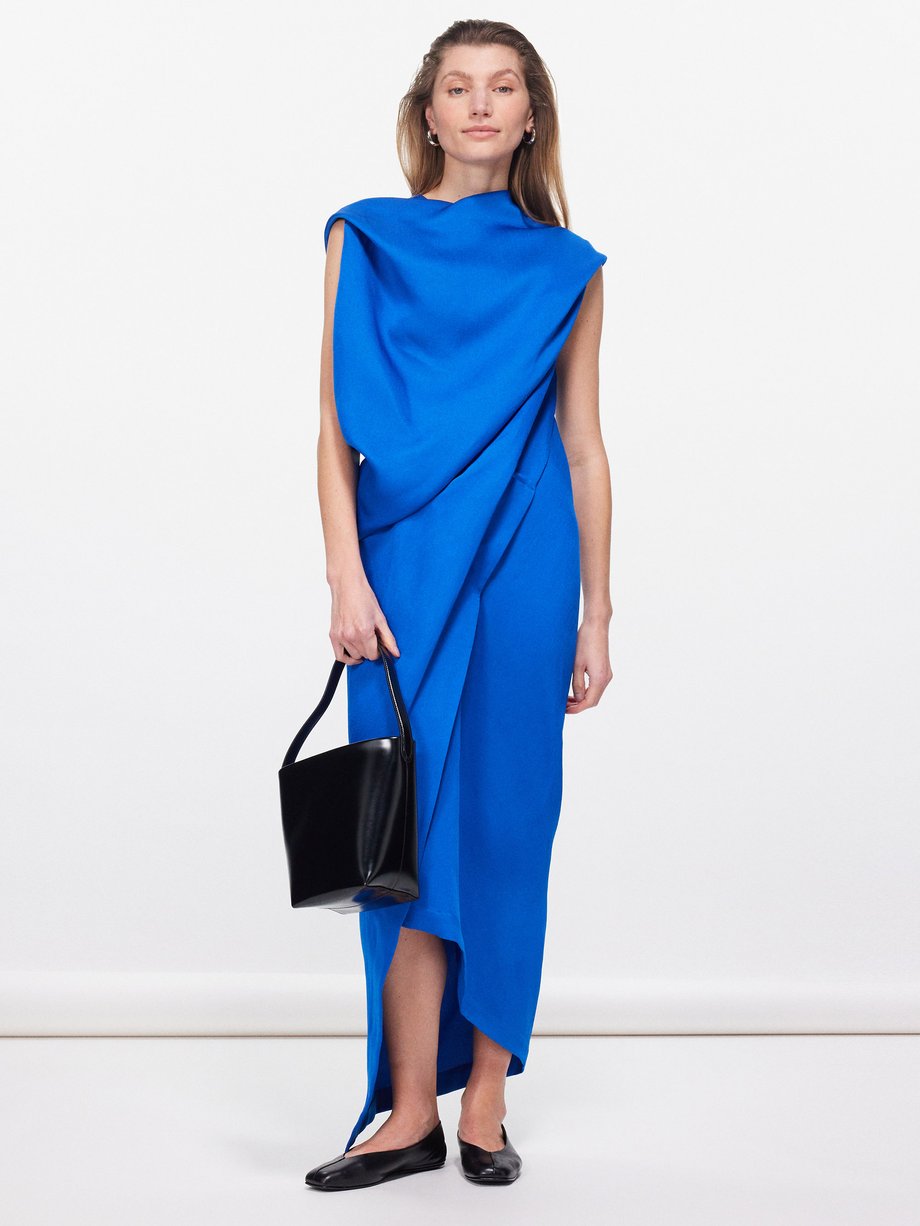 Issey Miyake Draped paper-blend asymmetric midi dress