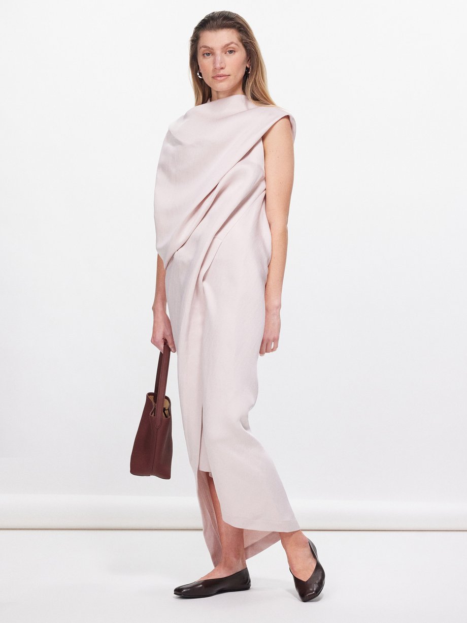 Issey Miyake Draped paper-blend asymmetric midi dress
