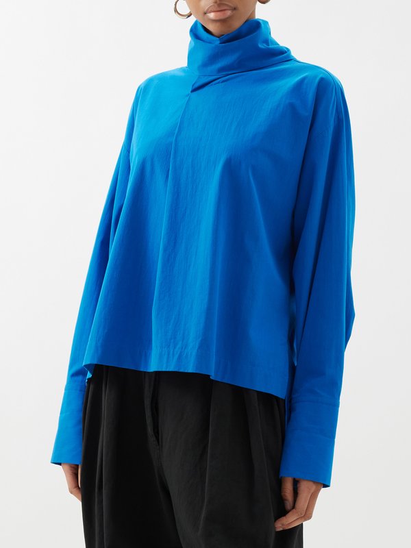 Issey Miyake Button-back cotton-voile blouse