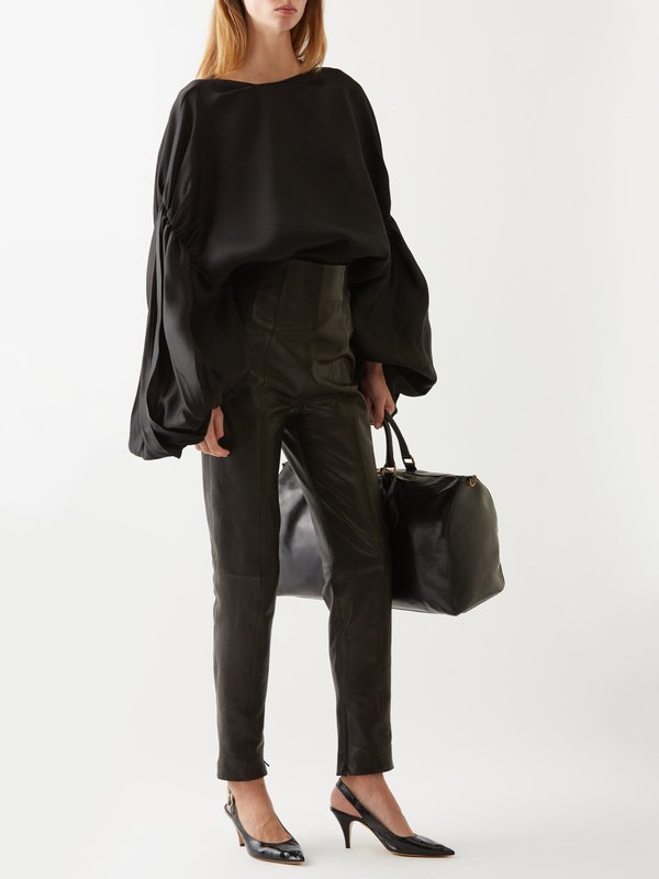 Khaite Lenn high-rise leather trousers