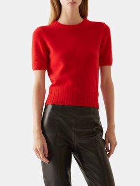 Khaite Luphia cashmere short-sleeved sweater