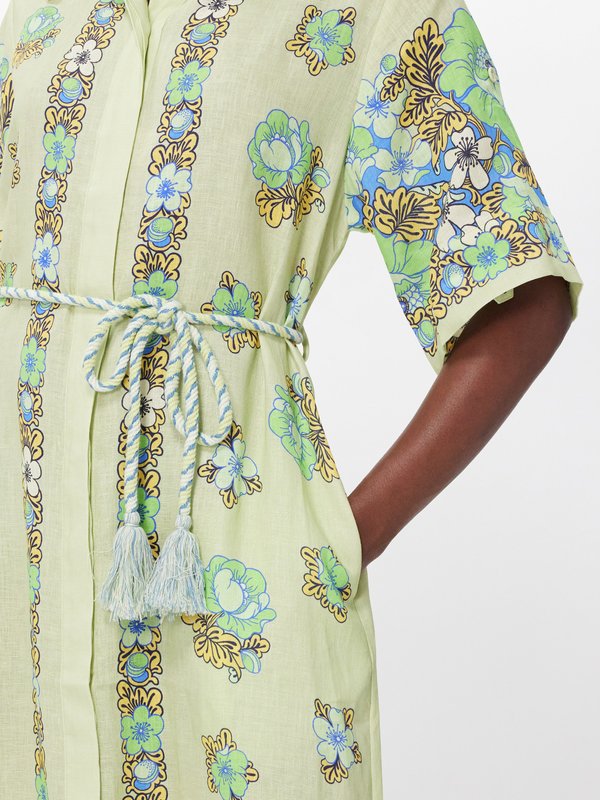 ALÉMAIS (ALÉMAIS) Velma floral-print linen midi shirt dress