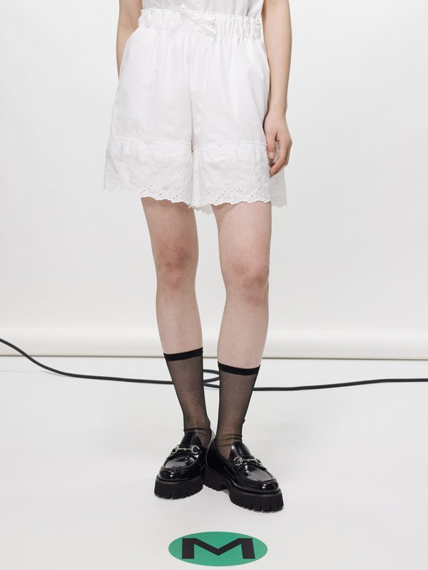 Simone Rocha Embroidered broderie-anglaise cotton-poplin shorts