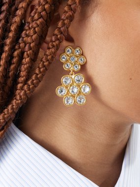 Sylvia Toledano Daisy crystal & gold-plated clip earrings